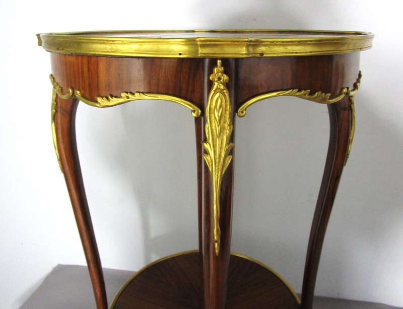 Finest Antique FRENCH ART NOUVEAU Tea Table Rosewood & Rare Marble, circa 1900 gallery
