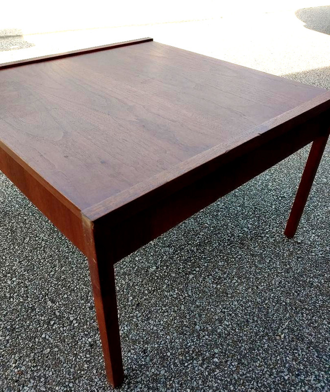 MID CENTURY MODERN WALNUT LARGE SIDE TABLE, COFFEE TABLE, EDWARD WORMLEY? SOLID. gallery