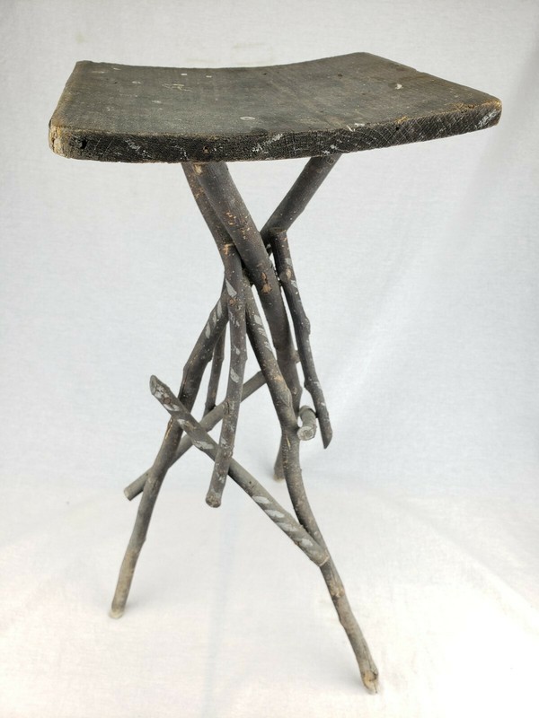 Antique Adirondack Twig Table ADK Primitive Folk Art Rustic Tramp Art Wood Stand gallery