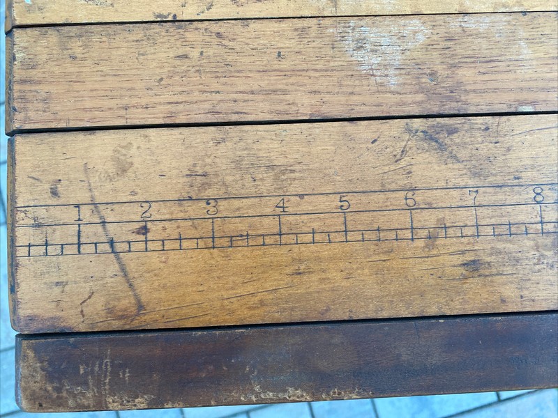 ANTIQUE "SIMPLICITY" FOLDING SEWING MEASURING TABLE 42"x21.5” Vintage Decor gallery
