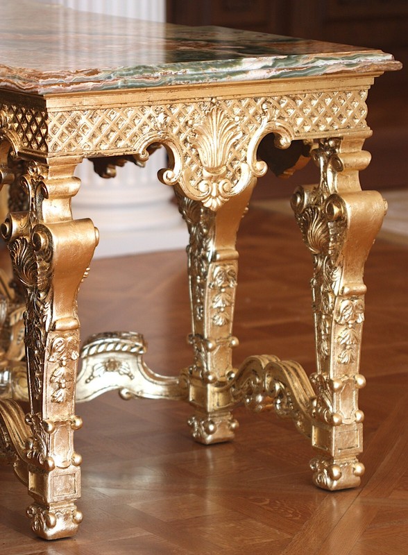 Impressive French Regency Style Onyx Top Giltwood Center Table gallery