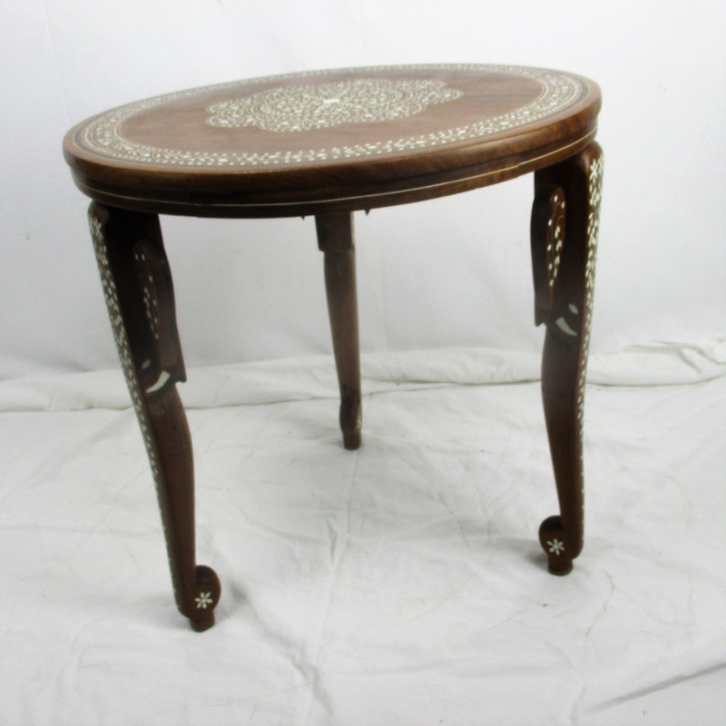 Asian Style Side Occasional Coffee Tea table Ornate Elephant Legs Inlay Wood gallery