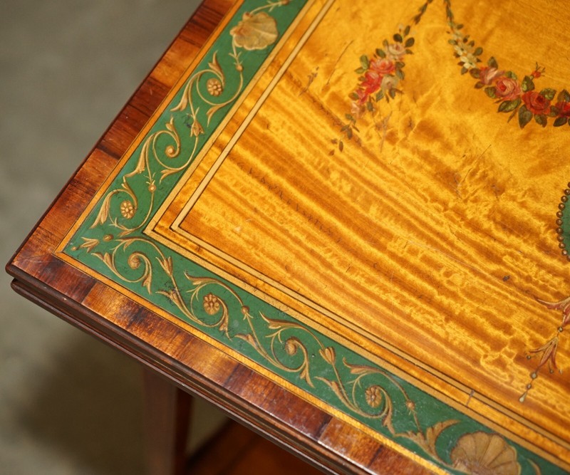 EDITORS CHOICE ANTIQUE HOWARD & SON'S SHERATON REVIVAL GAMES CARDS SIDE TABLE gallery
