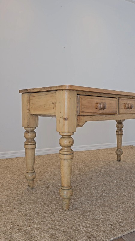 Antique English Pine Farmhouse Dining Table Primitive Rustic Country Kitchen gallery