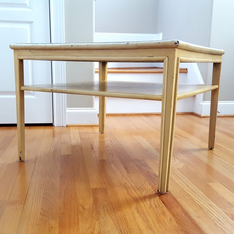 Vintange McGuire End Table White Laminate Top Yellow Base Great Sunroom Piece! gallery