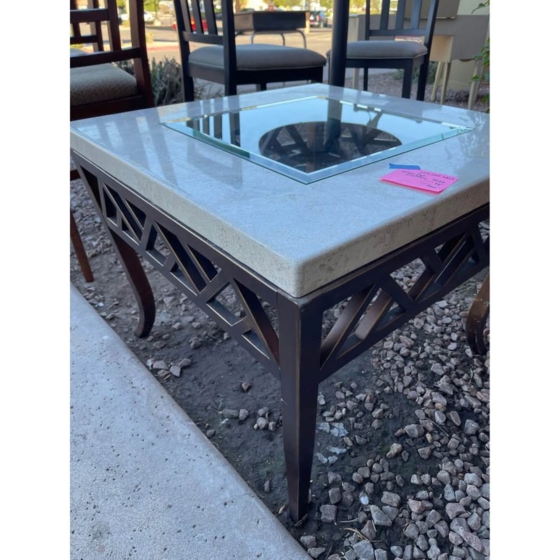 Iron base, stone, and glass coffee table gallery