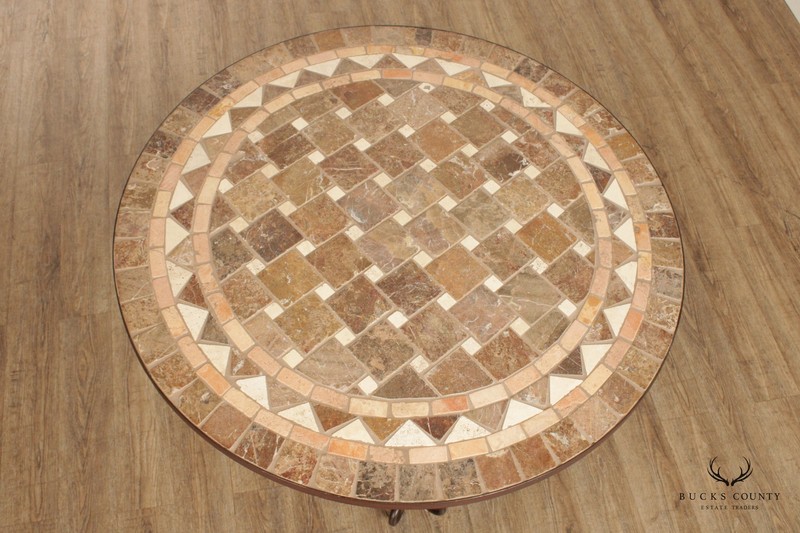 Tuscan Style Mosaic Stone & Wrought Iron Round Dining Table gallery