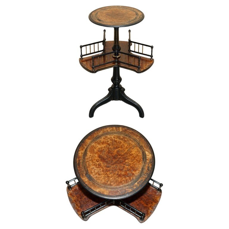 ANTIQUE VICTORIAN GILLOWS LANCASTER AESTHETIC MOVEMENT AMBOYNA WOOD BOOK TABLE