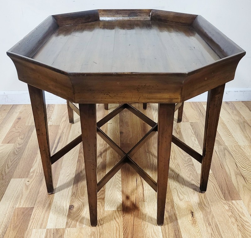 ESTATE VINTAGE MAHOGANY REGENCY STYLE OCTAGONAL OVAL COFFEE TABLE gallery