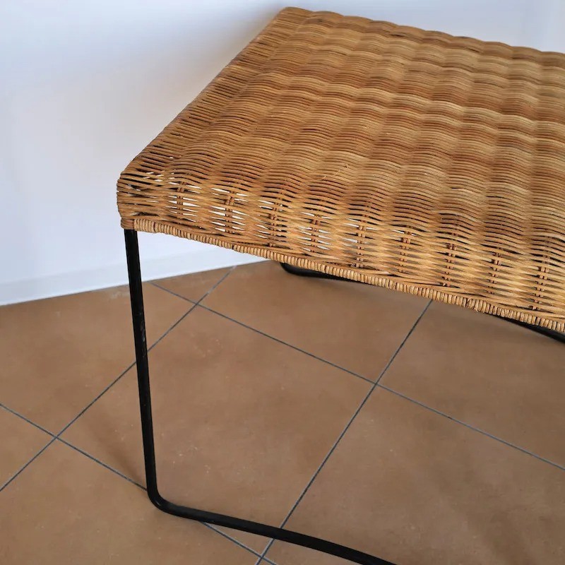 Rattan & Wire Side Table / France / 1950s gallery