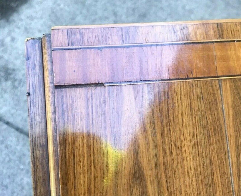 ANTIQUE EUROPEAN ROSEWOOD DROP LEAF SABRE LEG TABLE 2 DRAWER STAND gallery