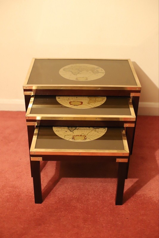 Beautiful Brass Bound Military Campaign Nesting Tables gallery