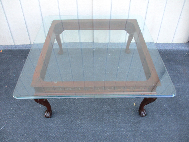 63903 Solid Mahogany Chippendale Glass Top Coffee Table Stand gallery