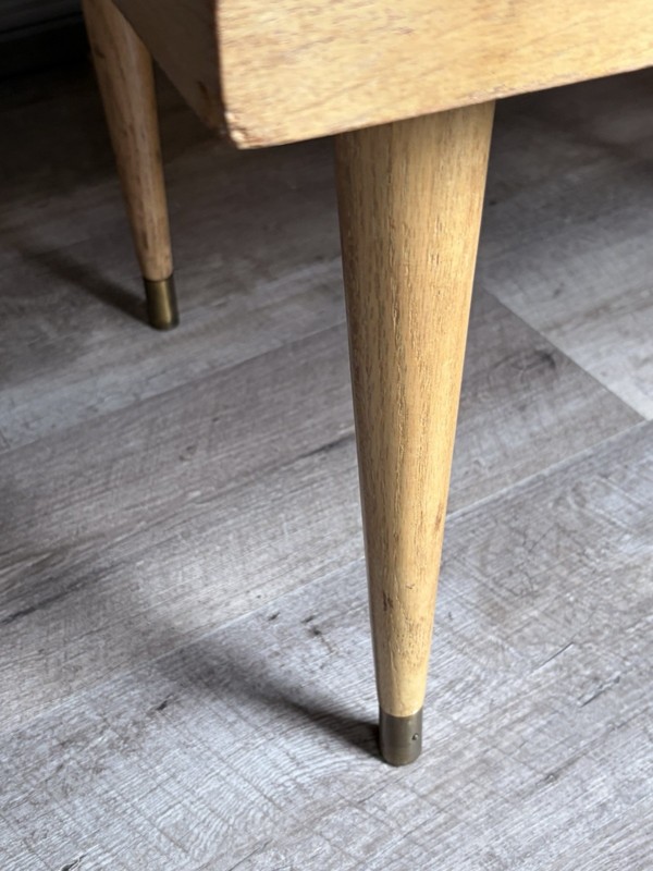 MCM Two Tier End Table Formica Top. Brass Capped Legs. gallery