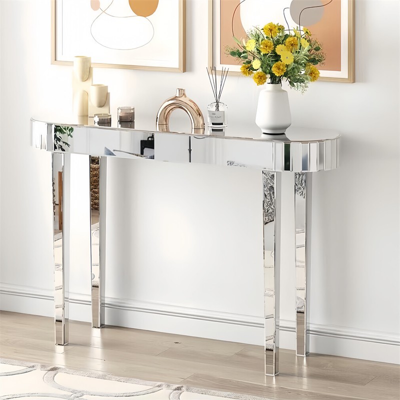 1.2M Mirrored Console Table Bevelled Edges Glass Side Table for Entryway Hallway