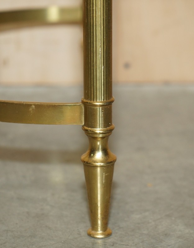 Mid-Century Modern Maison Jansen Paris circa 1950's Glass Brass Coffee Table gallery