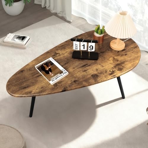 Stylish Mid Century Modern Coffee Table - Rustic Oval Accent Table for Living Ro gallery