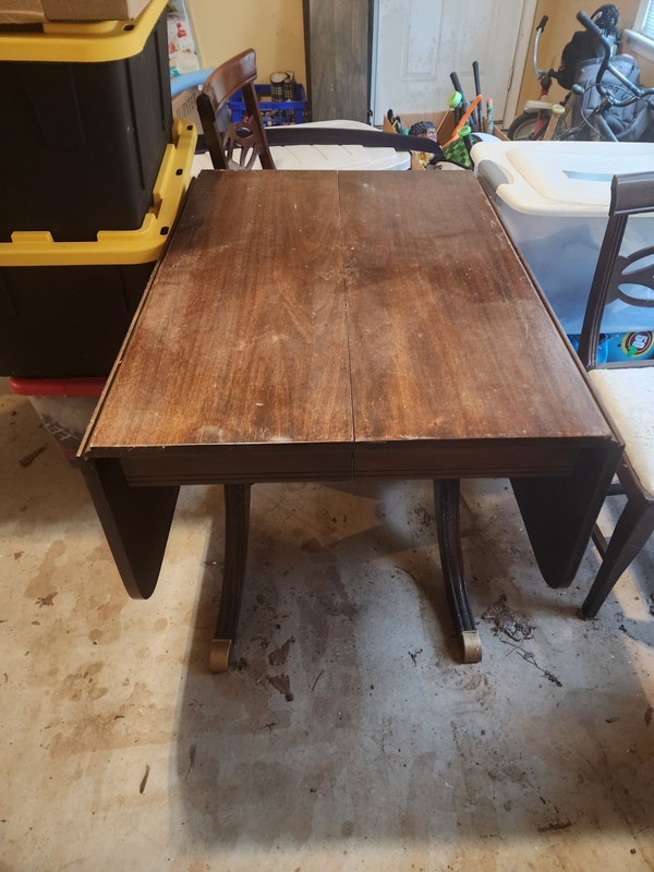 Antique wood folding table With Chairs
