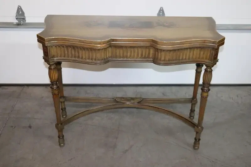 Adams Paint Decorated English Foliding Card Console Table, Circa 1890 gallery