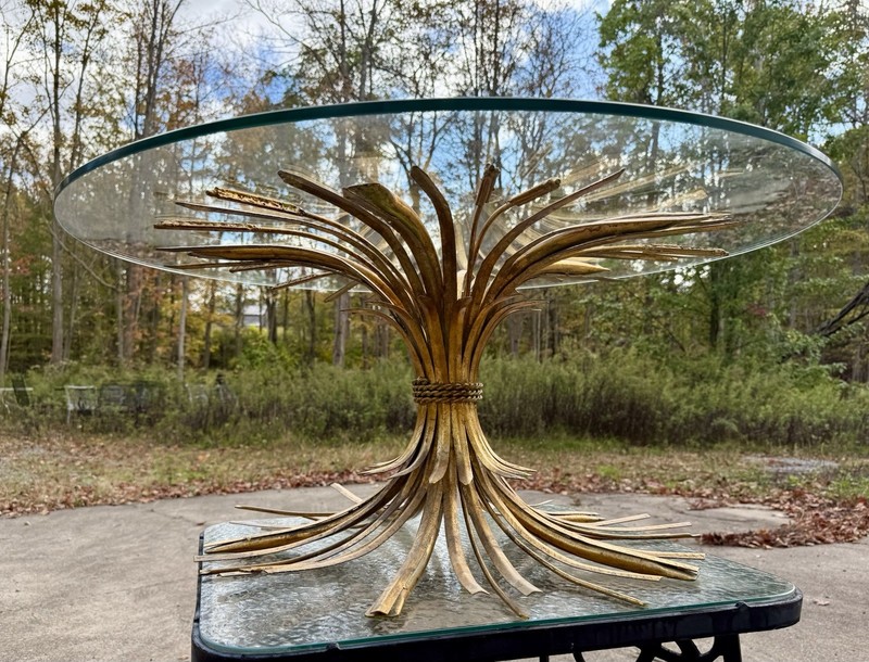 MCM Coco Chanel Wheat Sheaf Hollywood Regency Italy Gold Metal Gilt coffee table