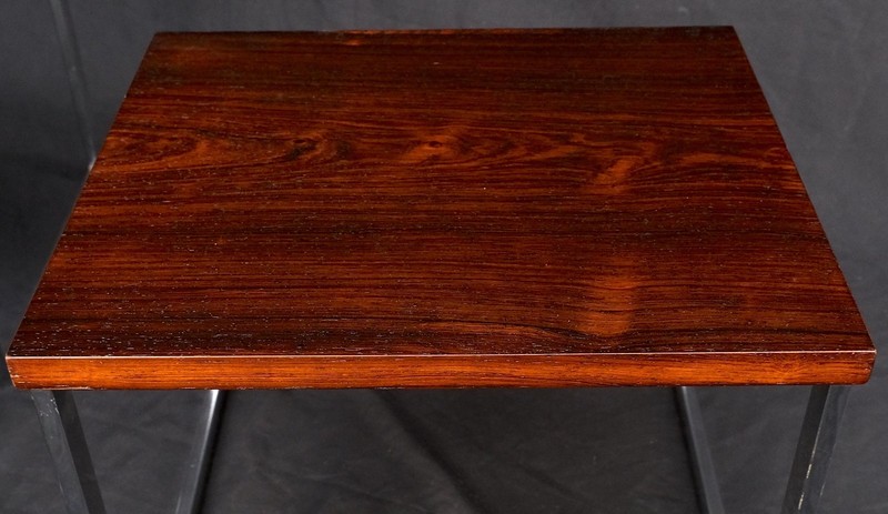 Rosewood Tops Chrome Base Mid Century Modern Set of 3 Nesting Side End Tables gallery