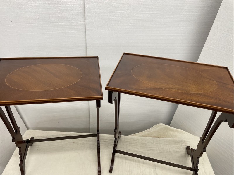 Mahogany REGENCY Style Inlaid Set of 2 NESTING TABLES gallery