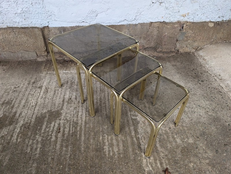Nesting Tables 3X Side Tables Coffee Table 70S Hollywood Regency Vintage 80S gallery
