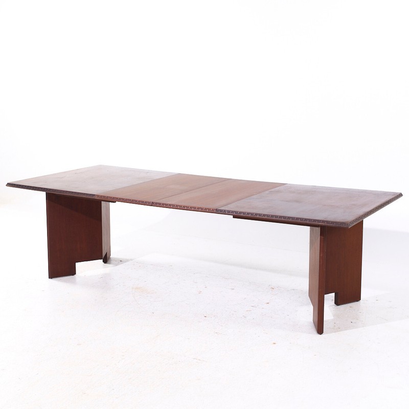 Frank Lloyd Wright for Heritage Henredon MCM Taliesin Dining Table with 2 Leaves gallery