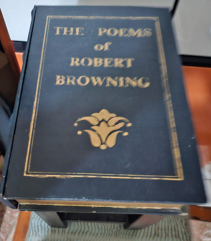 Vtg Collectible “The Poems of Robert Browning” Accent Table with Drawer