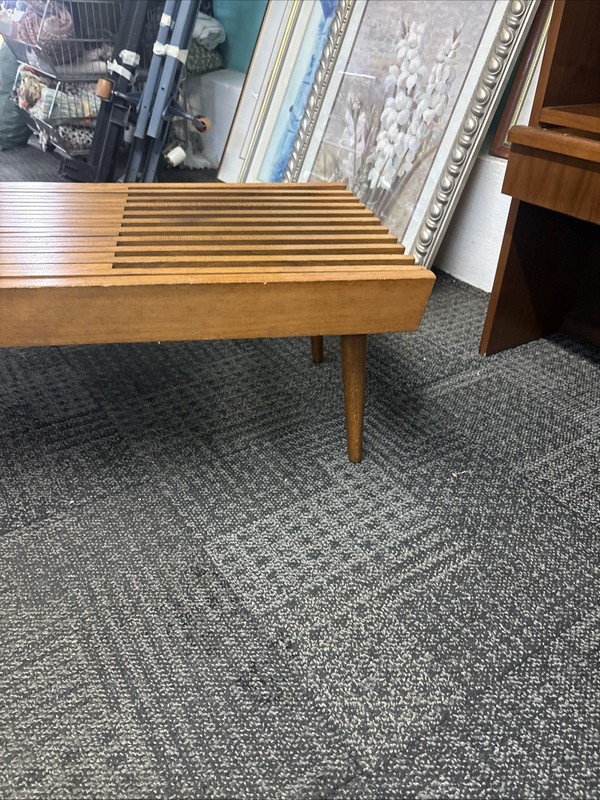 Vintage Mid Century Modern Expanding Slat Bench / Coffee Made In Yugoslavia 🔥 gallery