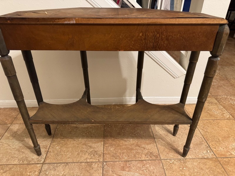 Rhomboidal antique unique Mersman walnut occasional table set 1 of 3 circa 1928. gallery