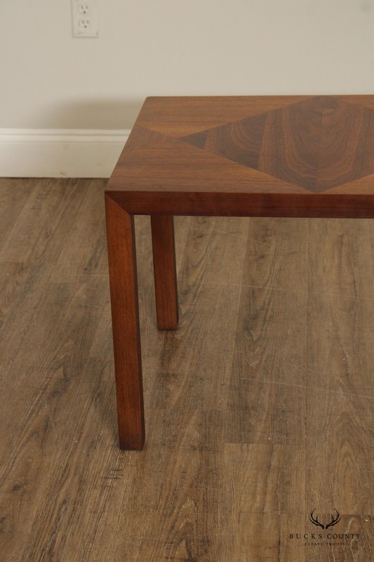 Lane Mid Century Modern Inlaid Parsons Style Square Walnut Side Table gallery