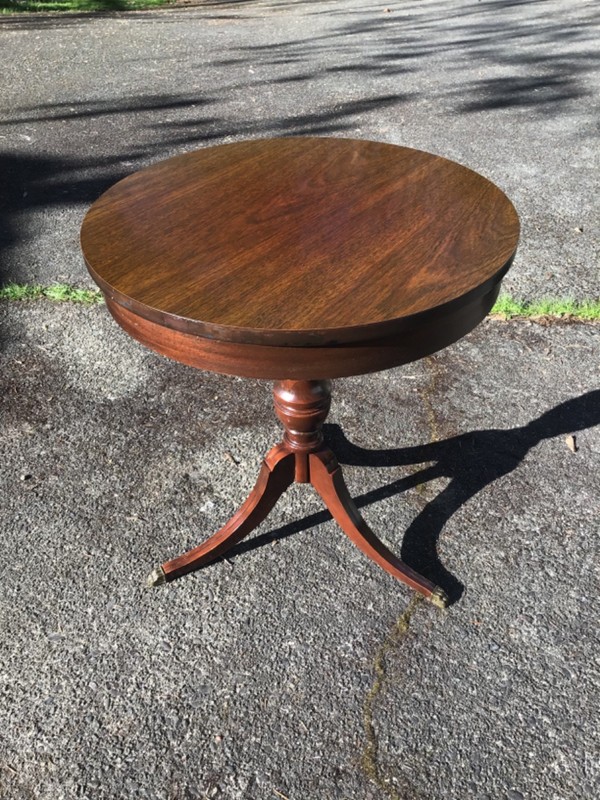 Mersman German-Made Regency Style, Drum Pedestal Table, Laminate Top gallery