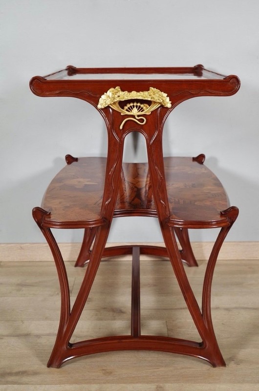 Louis Majorelle, Butomées table in inlaid mahogany, gilded bronze, circa 1900 gallery