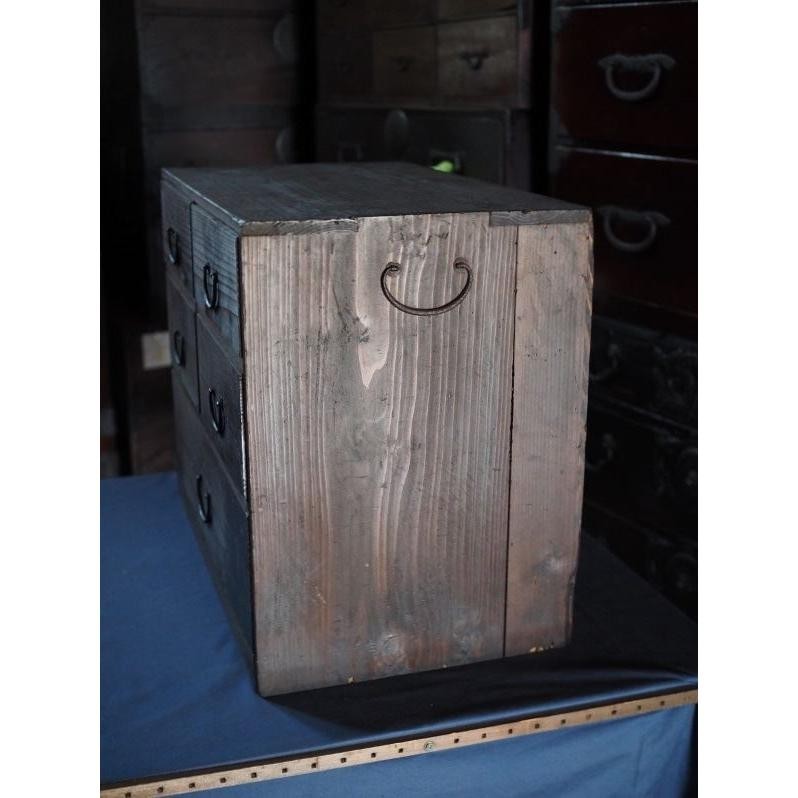 Antique Japanese Edo Period Small Chest Drawer Koro-ten F Size Used 21cm (8.3in) gallery