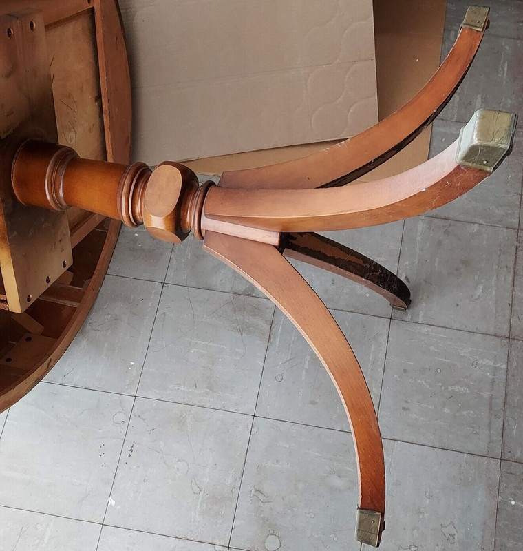 Vintage Wood Leather Top Drum Table, Used, Accent/Side table, One Drawer gallery