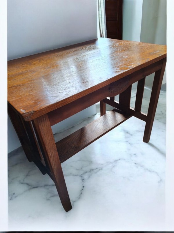 Antique Oak Desk Arts & Crafts Mission Oak Furniture Table 38" Long gallery