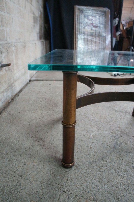Vintage Campaign Style Square Heavy Glass & Iron Coffee Cocktail End Table gallery