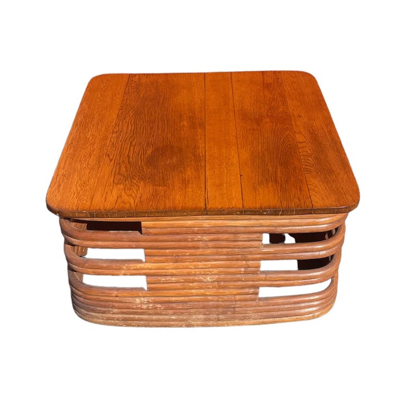 Vintage Stacked Rattan Coffee Table - Bamboo Tropitan Paul Frankl Style Mcm gallery