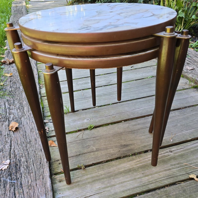 Mid Century Vintage Stacking Tables 3 MCM Nesting gallery