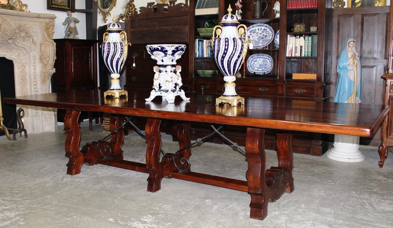 Exceptional Antique Style Hardwood 12' x 46" x 2" thick Dining/Conference Table gallery