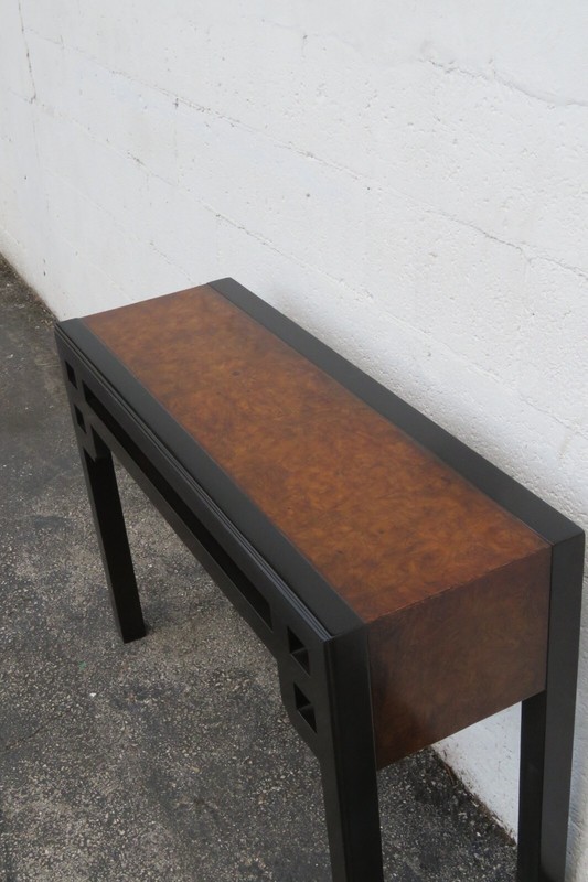 Hollywood Regency Two Tone Small Narrow Console Entry Table 5811 gallery