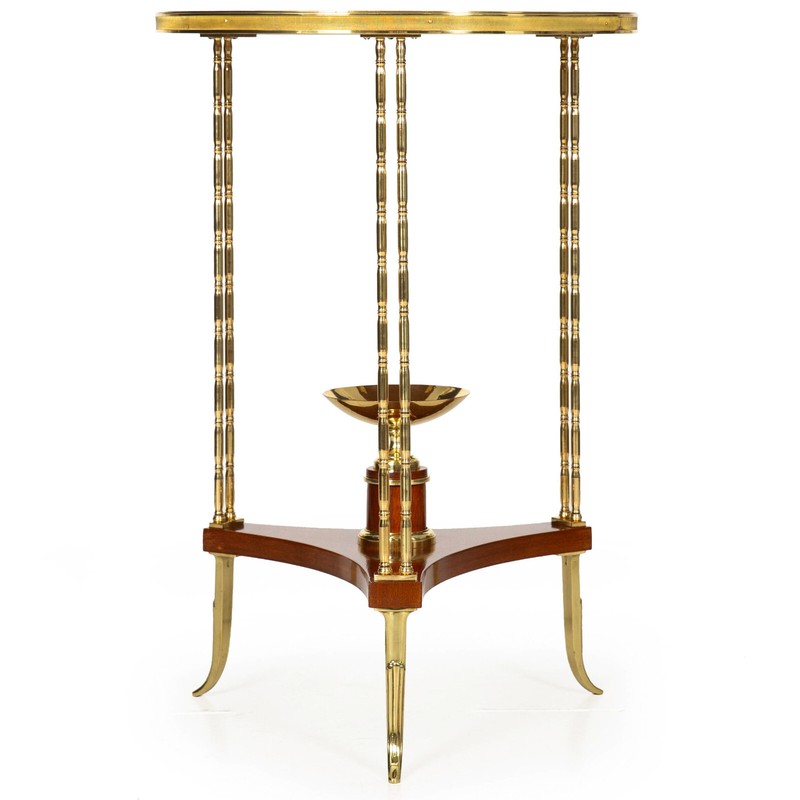 French Louis XVI Style Mahogany Bronze Gueridon Side Table gallery