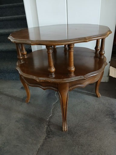 Vintage MERSMAN Maple Wood Octagonal Side Table with Shelf – Rare!!