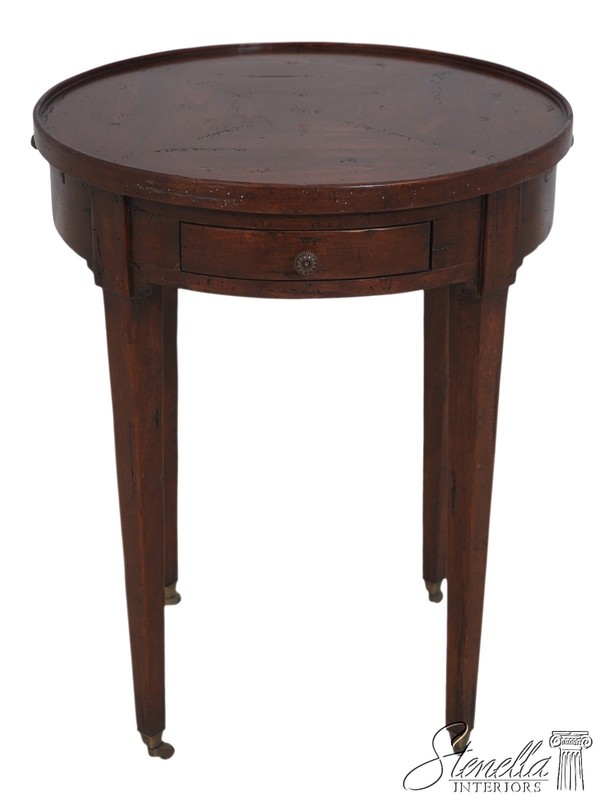 L71074: GUY CHADDOCK Attributed Cherry 2 Drawer Round Tabouret Side Table