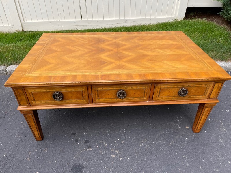 Alfonso Marina Ebanista Rectangular Inlaid Fruitwood Coffee Table gallery