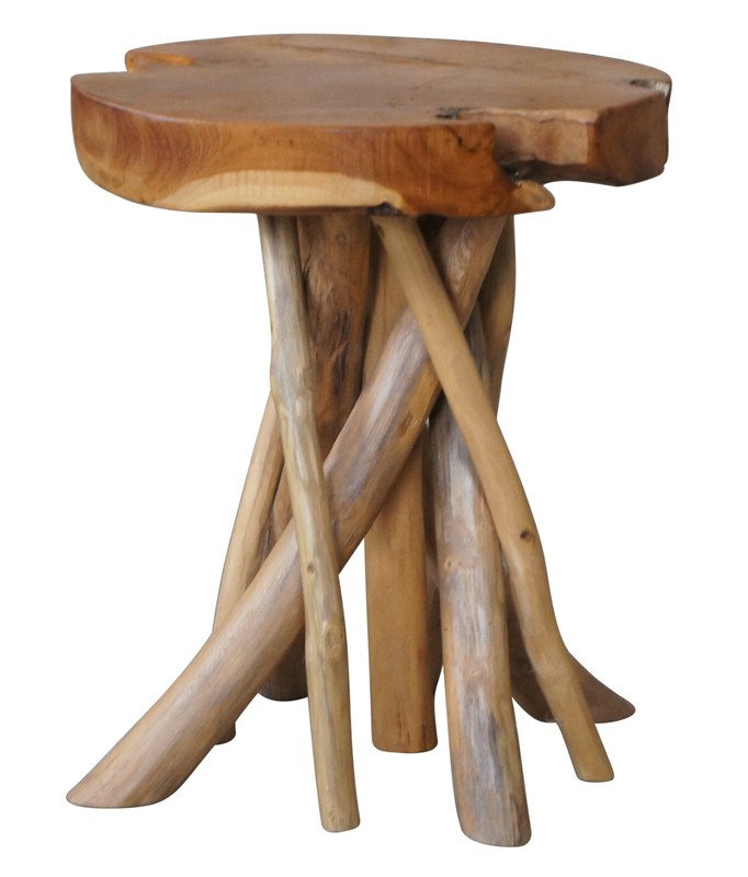 Rustic Adirondack Farmhouse Country Scalloped Slab Side Table Branch Base Stool gallery