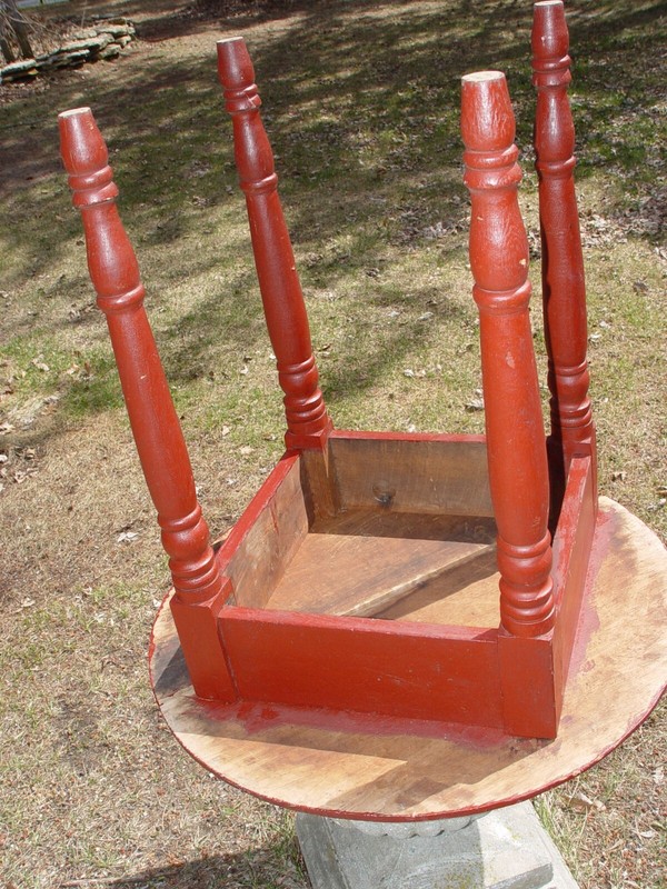 Mid 19th c. Painted Missouri Round-top Tavern Table, Square nailed and Pegged gallery