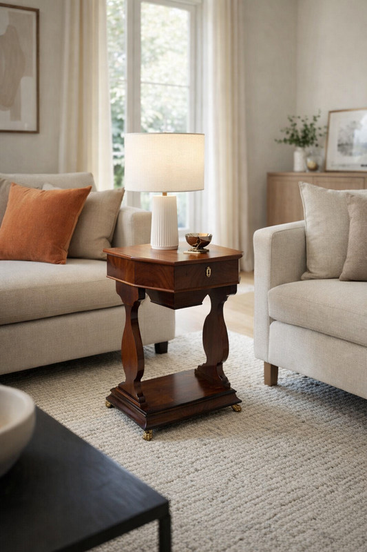 Antique Biedermeier Mahogany Sewing Table c.1825–1830 gallery
