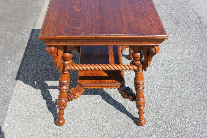19th Century American Tiger Oak Center Parlor Table gallery